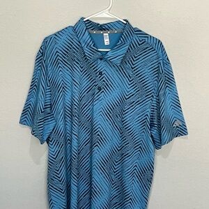 Adidas Ultimate365 Allover Print Golf Polo Shirt Blue Short Sleeve Size XL